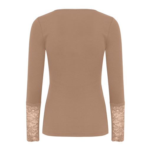 Fransa Langærmet Blonde T-shirt, Cocoa Crème, S