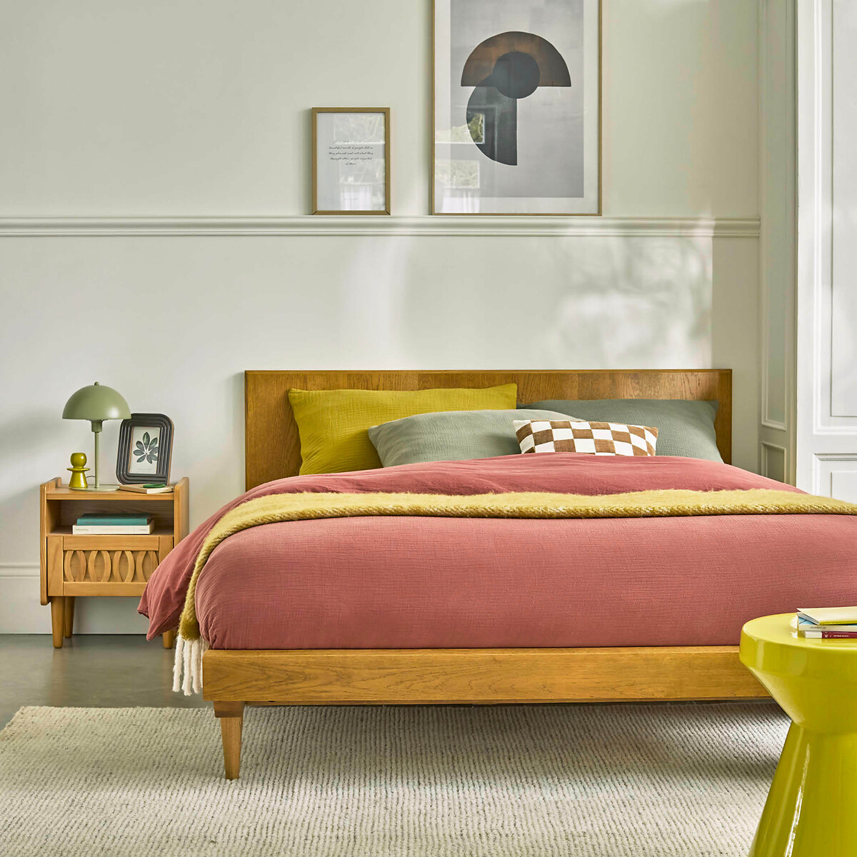 LA REDOUTE INTERIEURS<br>Cama vintage com estrado de ripas Quilda