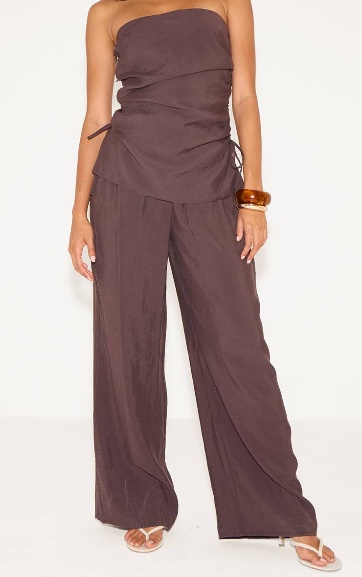 Chocolat Pantalon Droit Tissé