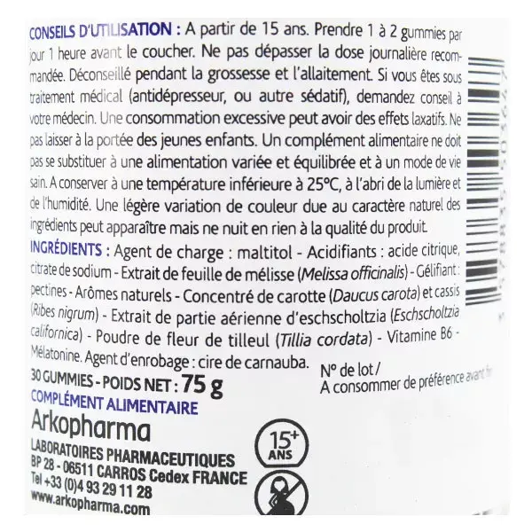 Arkopharma Arkorelax Sleep 30 gomas sem açúcar