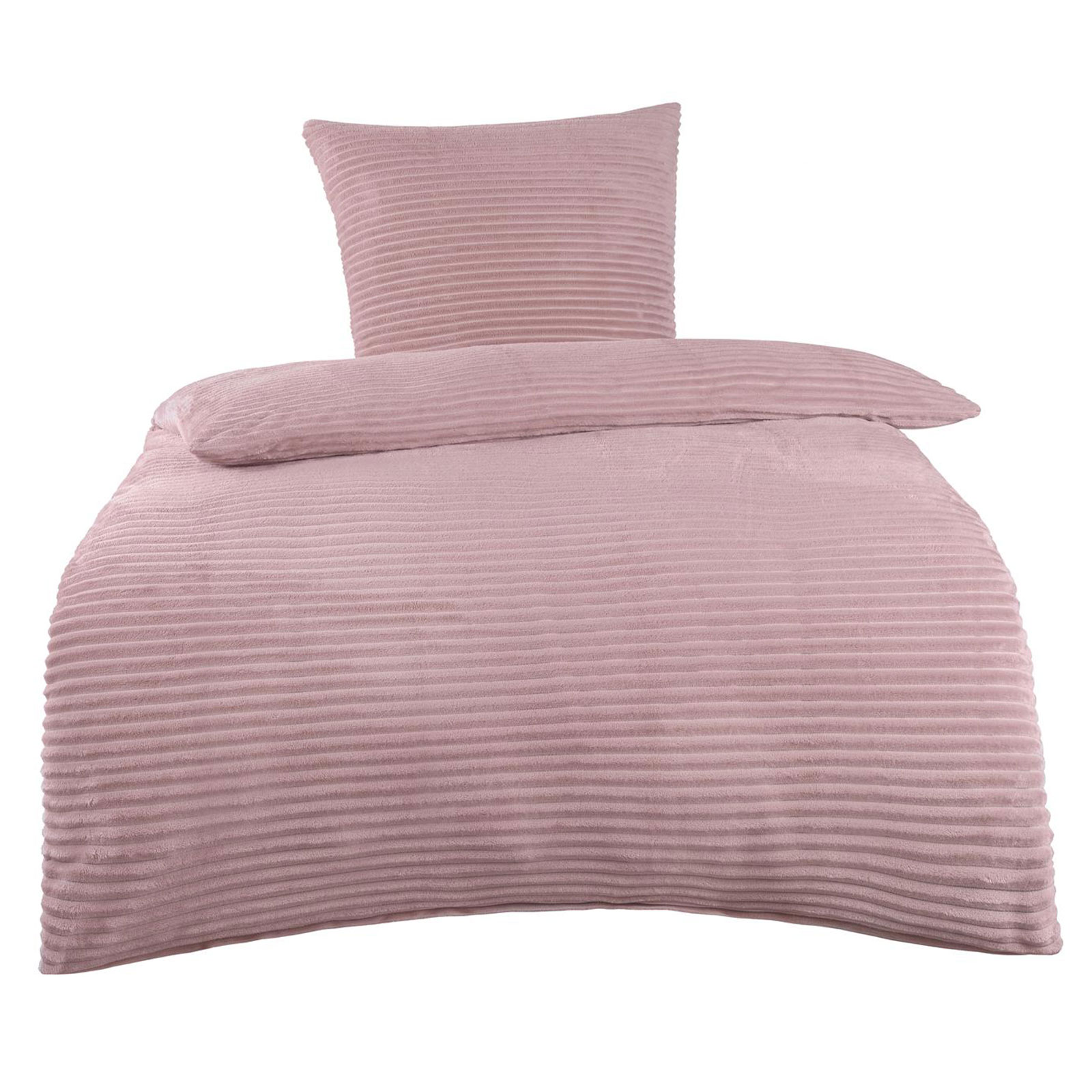 Microfaser-Bettwäsche - rosa - Cashmere-Cord-Look - 135x200 cm