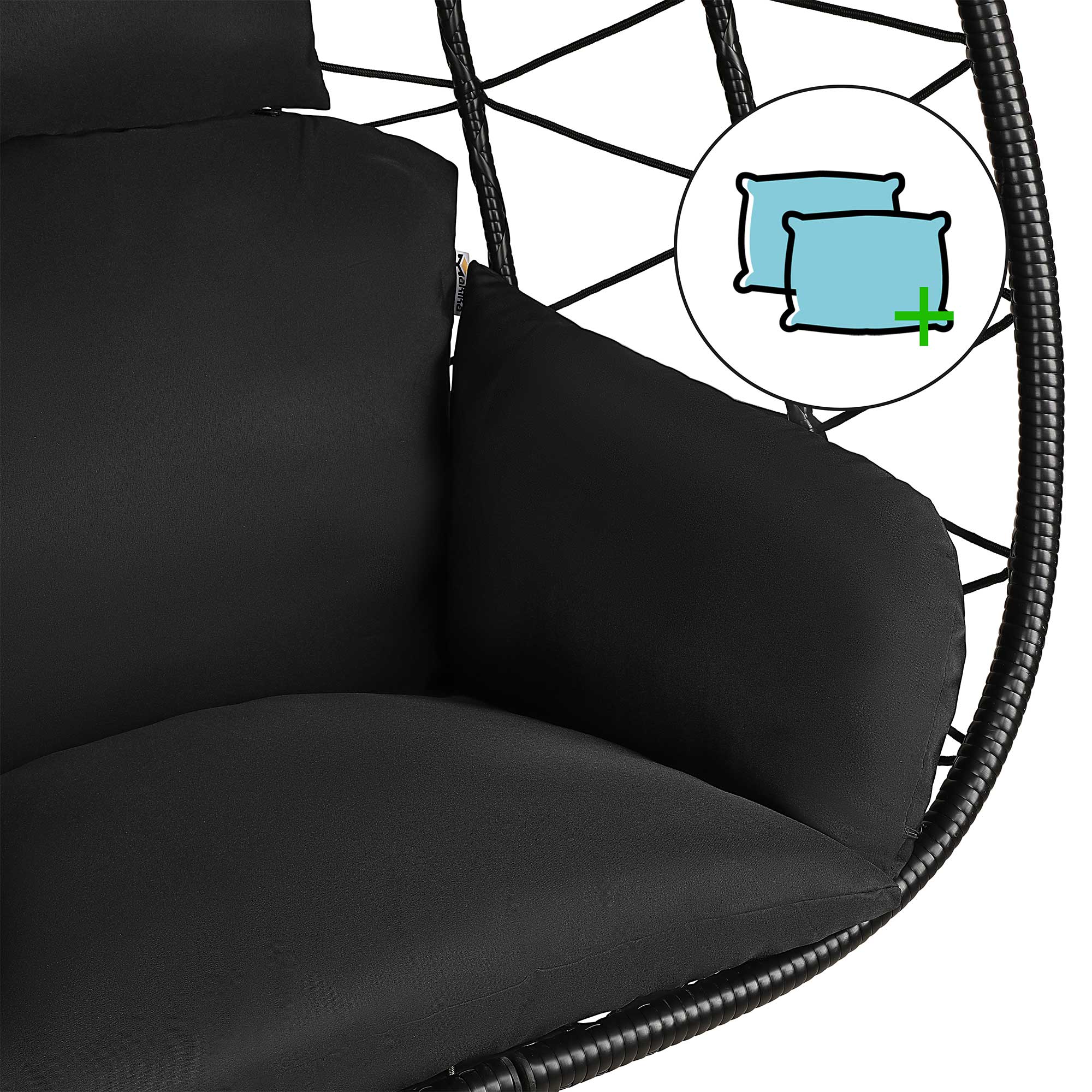 Makika Hängesessel mit Gestell höhenverstellbar aus Polyrattan in Schwarz