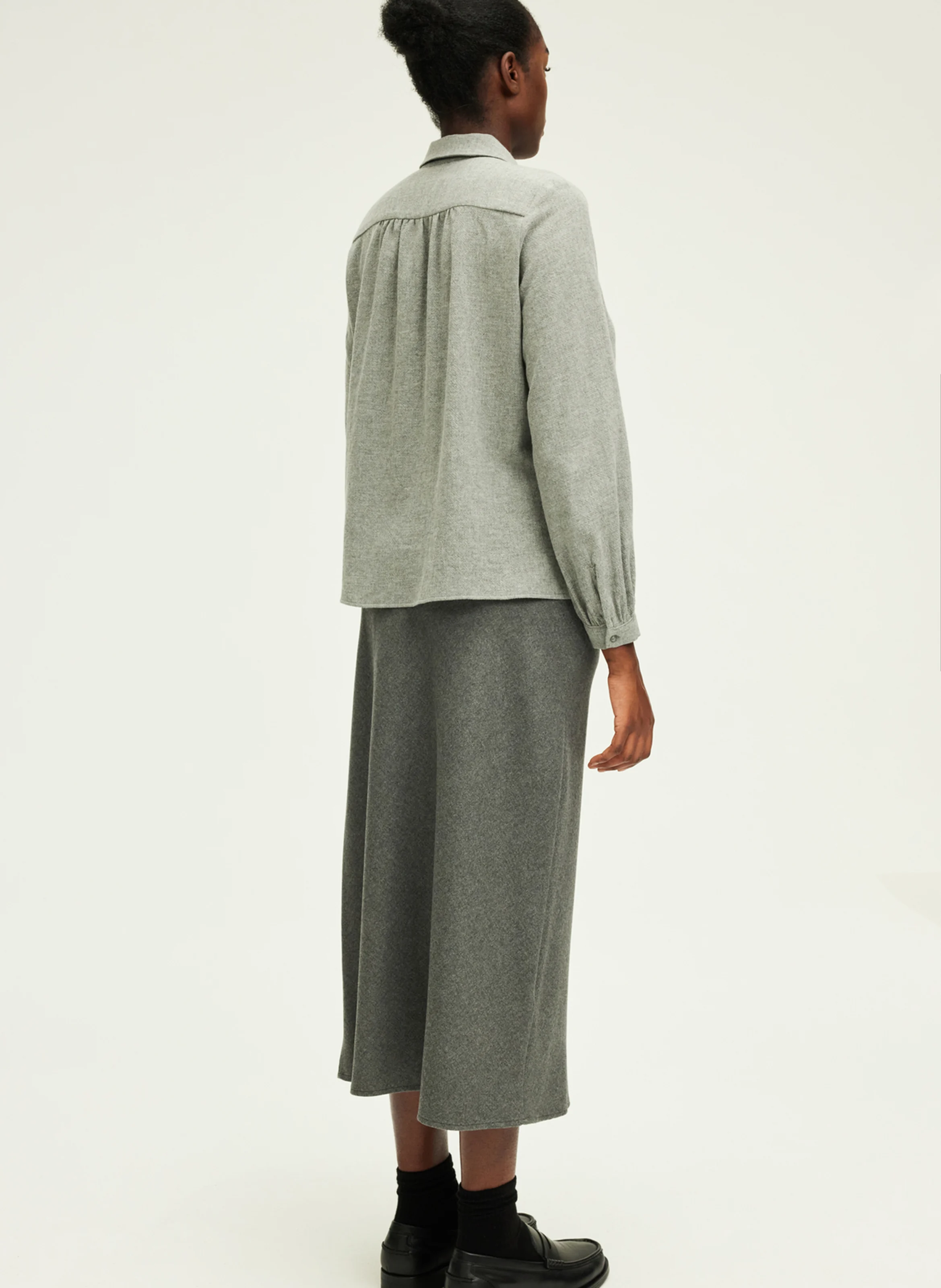 BERMA - Chemise col classique en laine mélangée | Gris