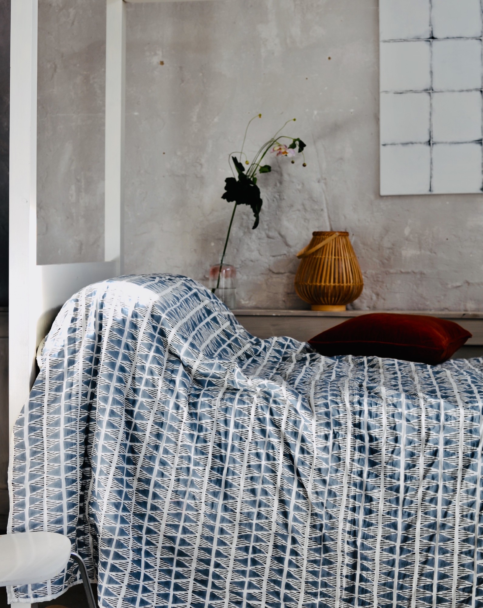 Quilt 'Rabous', blau, weiß, T 150 cm, B 225 cm von fischer's lagerhaus