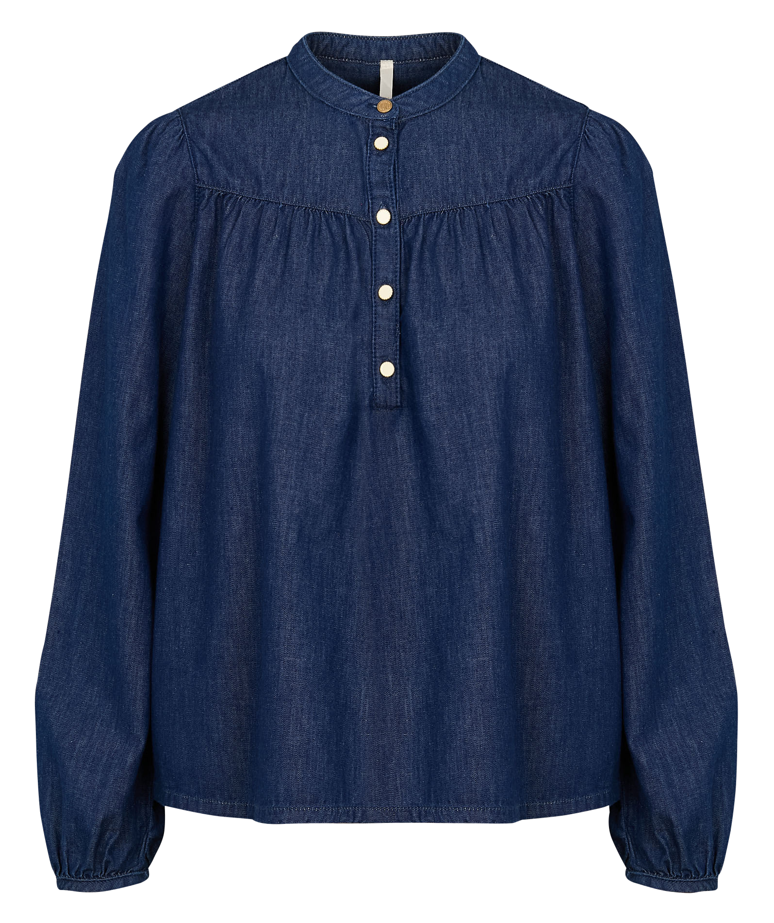 Top ample col mao en coton | Bleu