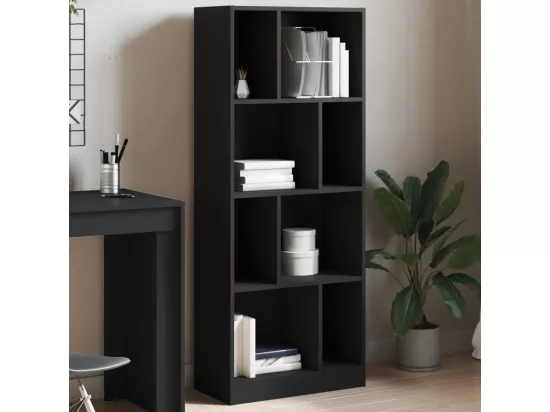 Bibliothèque noir 57x28,5x141 cm bois d'ingénierie