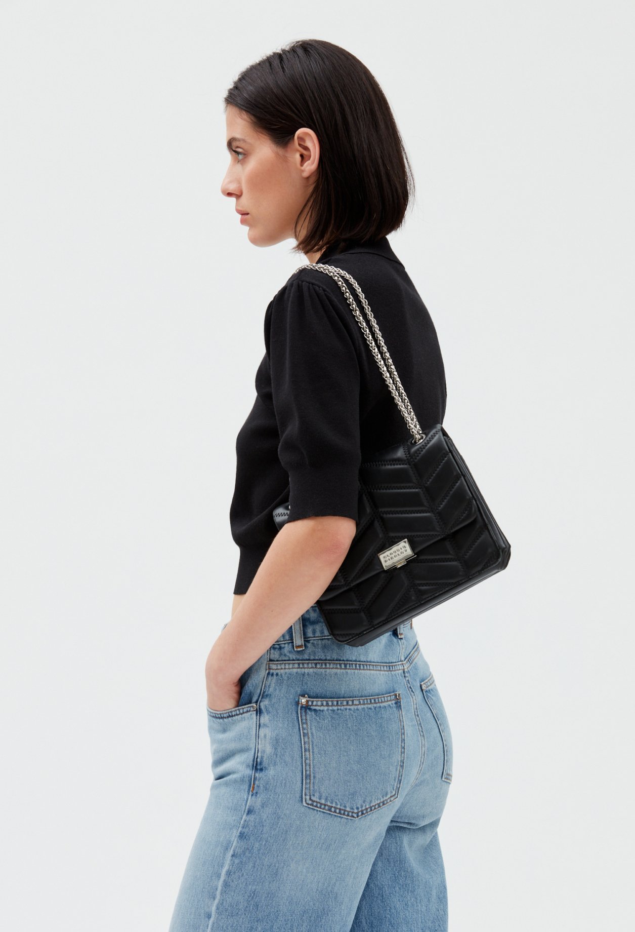Sac Angela quilt cuir noir