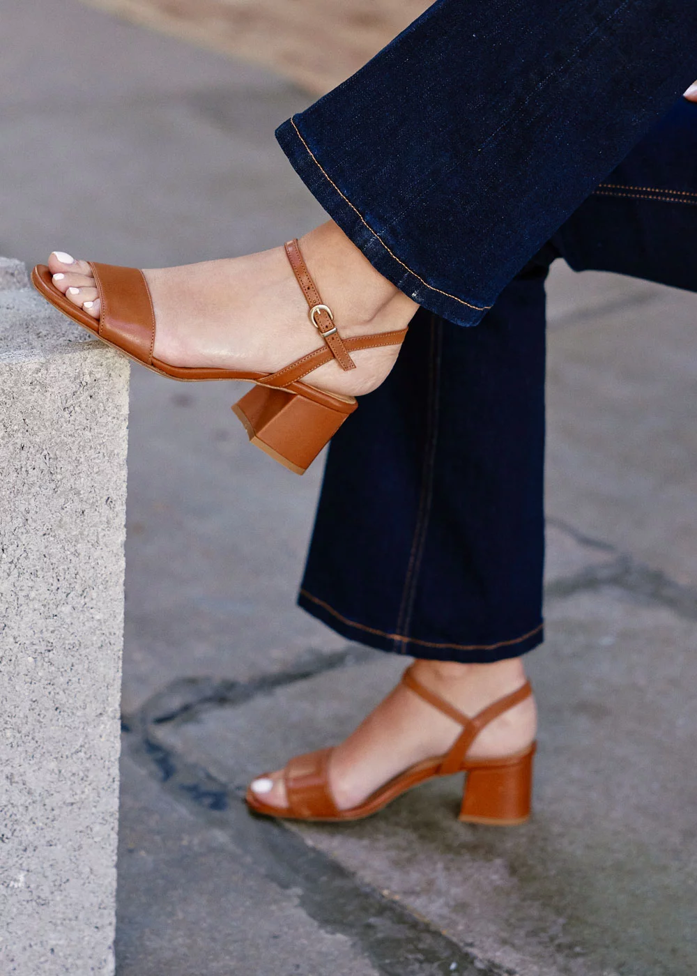 SANDALE JACYNTHE CUIR CAMEL