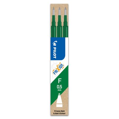 Pilot Frixion Ball - 3 Recharges pour rollers effaçables - 0,5 mm - vert