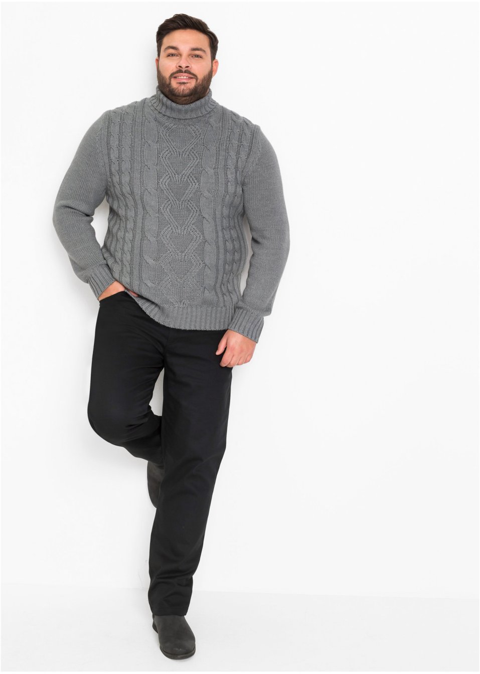 Pull col roulé à motif torsadé