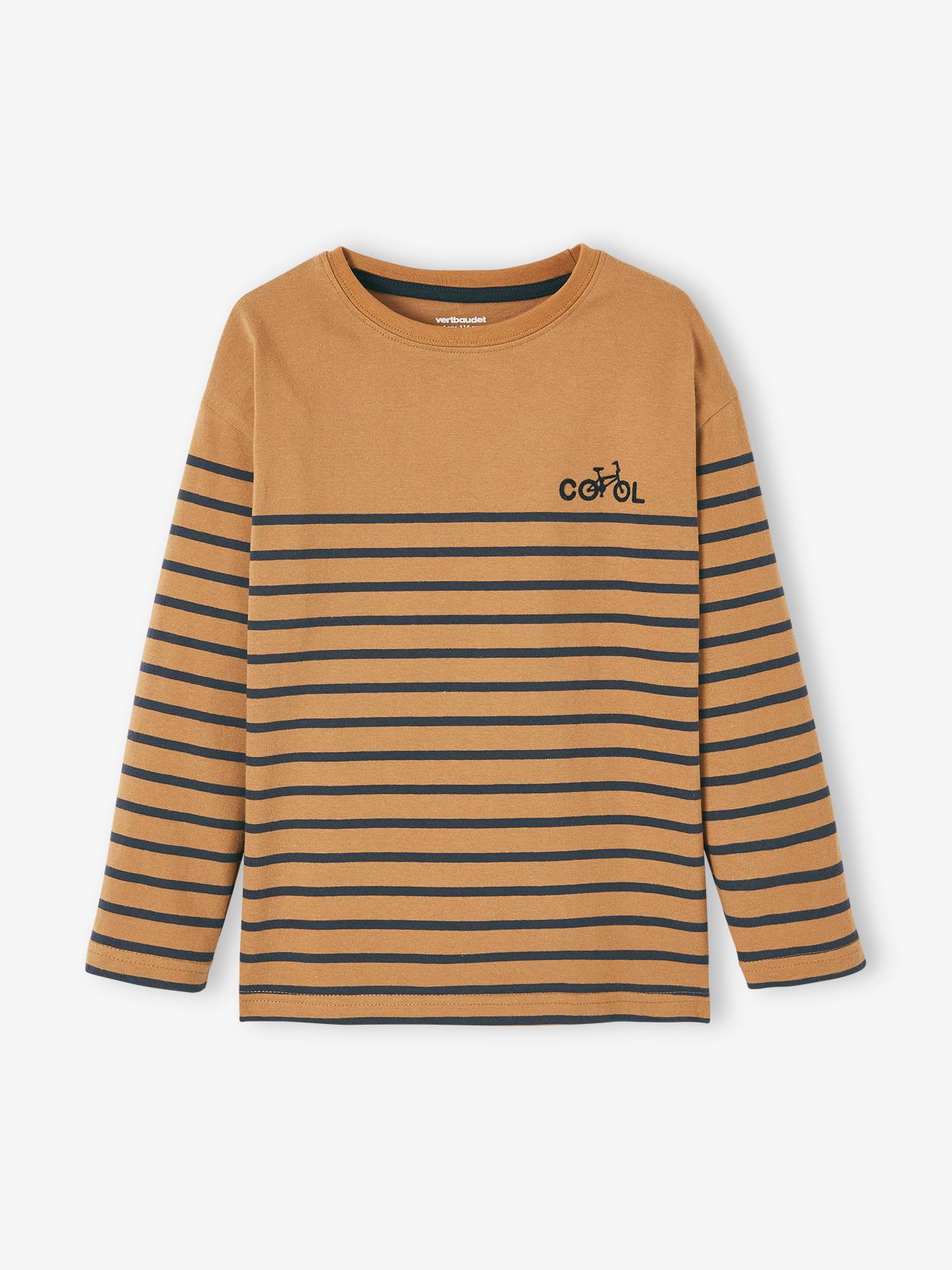 Camiseta estilo marinheiro com detalhe em veludo flocado no peito, para meninos, azul escuro