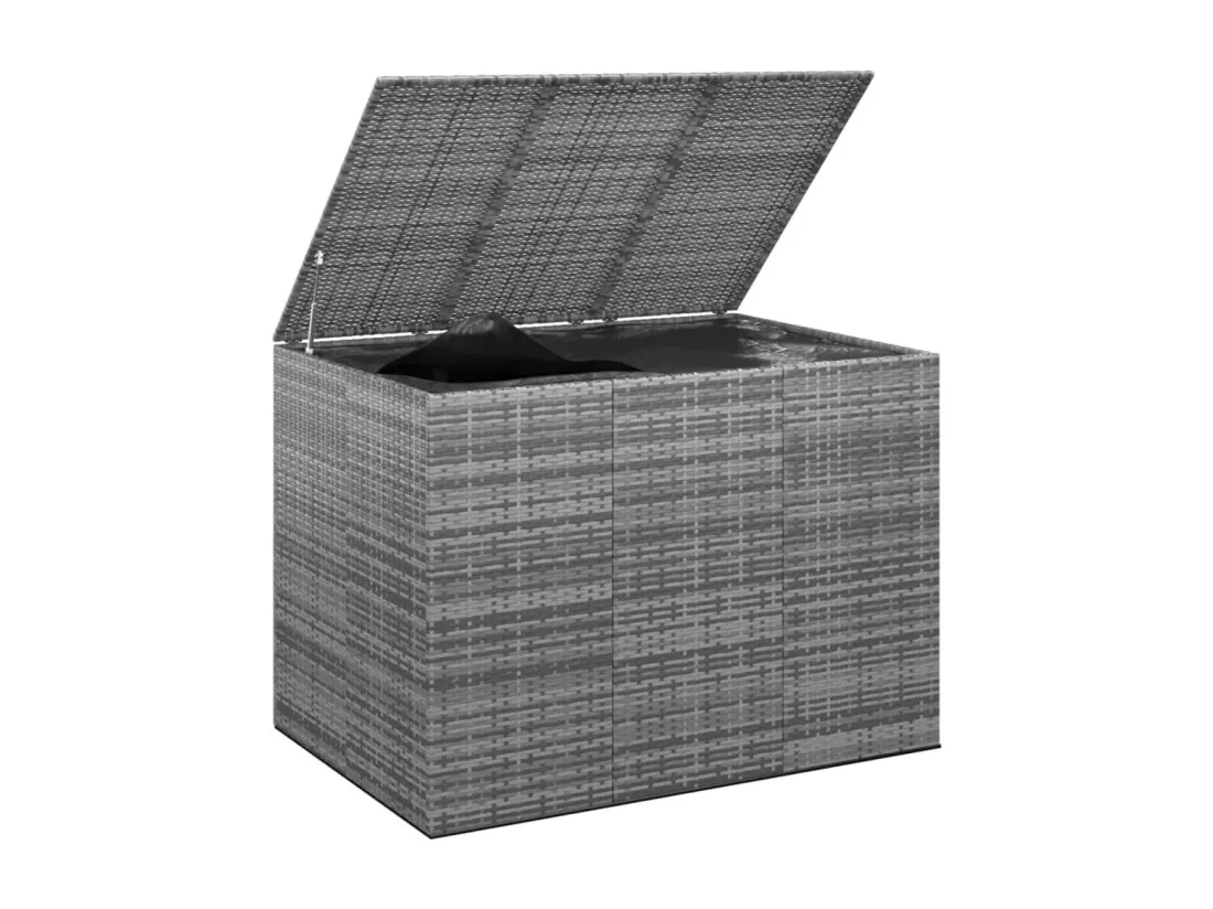 Boîte à coussins de jardin Résine tressée 145x100x103 cm Gris
