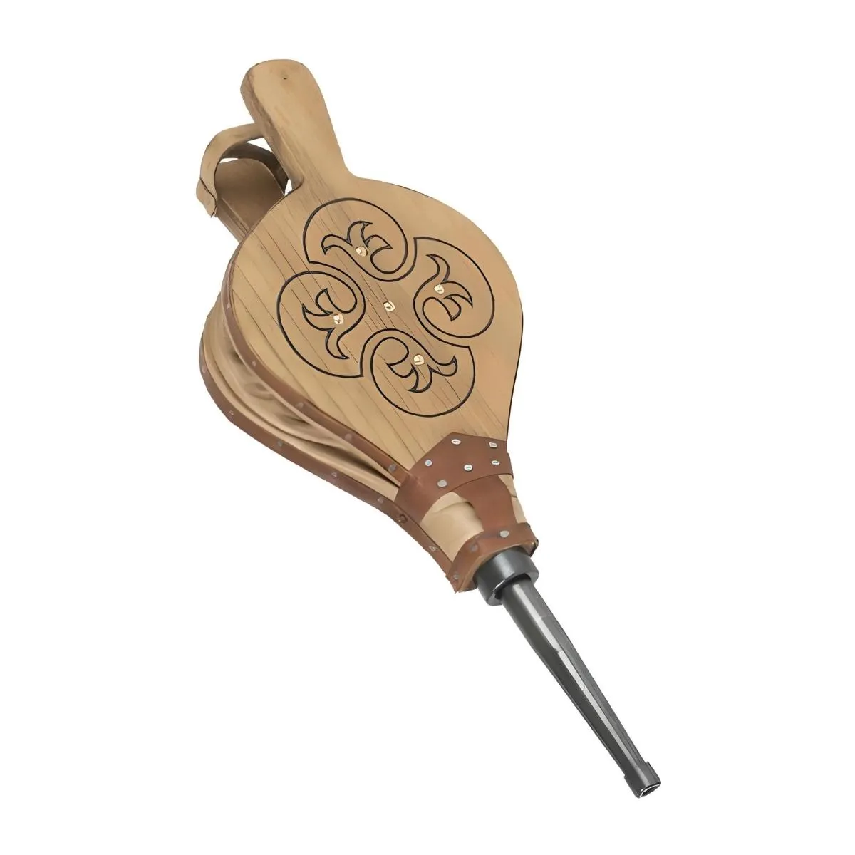 Visiodirect Soufflet Cheminée Bois/Cuir