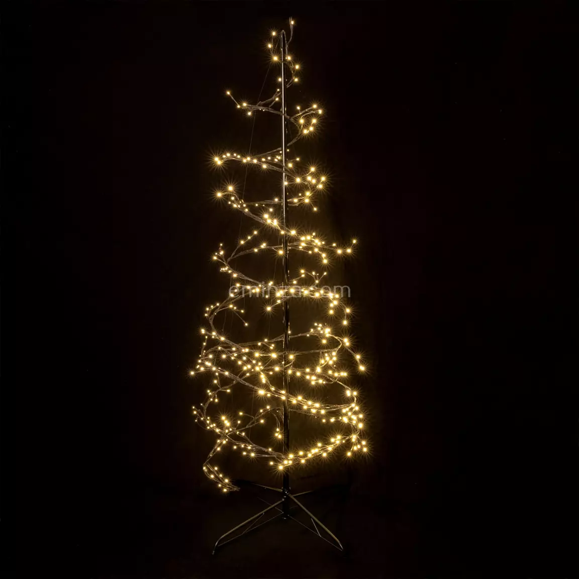 Sapin hélice lumineux 360 LED (H150 cm) Spiralis Noir Blanc chaud