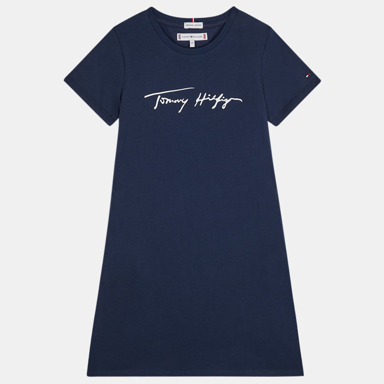 Tommy Hilfiger Robe t-shirt en Coton biologique logo floqué bleu marine