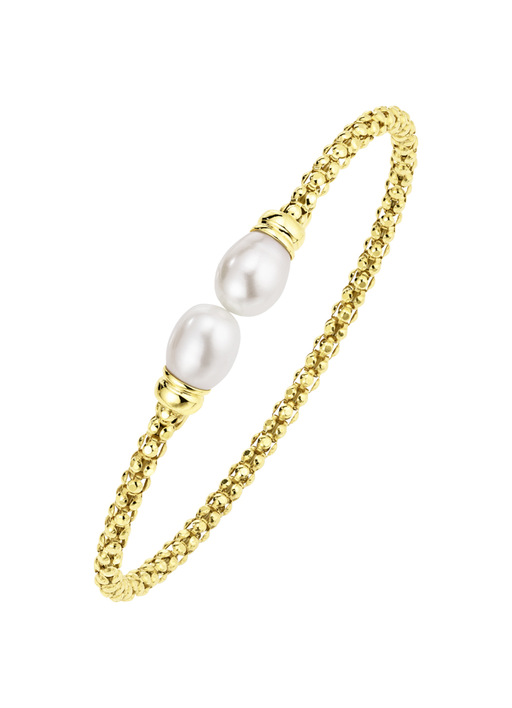 Vergoldeter Armreif mit Süßwasser-Zuchtperlen