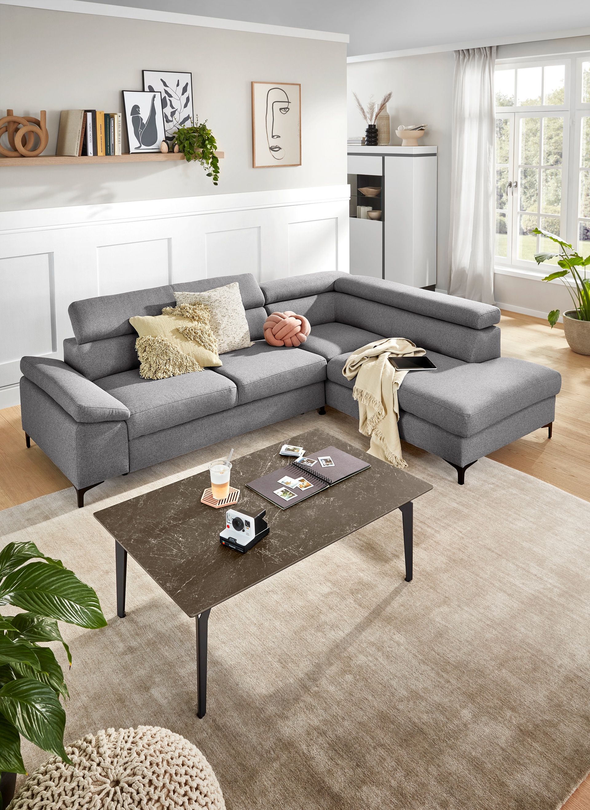 Ecksofa LONIGO 247 x 196 cm grau