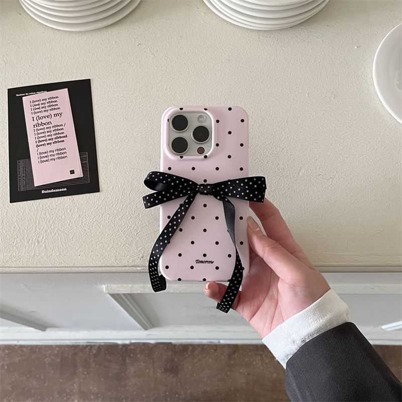 Elliure - Telefoonhoesje met stippenlint - Apple iPhone 16 Pro Max / 16 Pro / 16 Plus / 16 / 15 Pro Max / 15 Pro / 15 Plus / 15 / 14 Pro Max / 14 Pro / 14 Plus / 14 / SE / 13 Pro Max / 13 Pro / 13