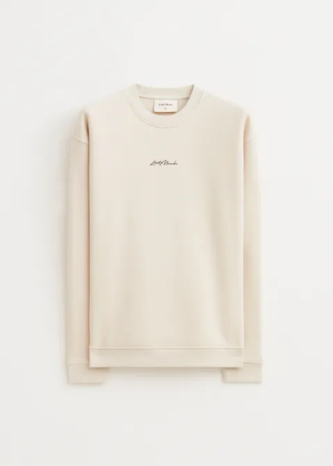 Brushed written sweater off-white (ECRU)