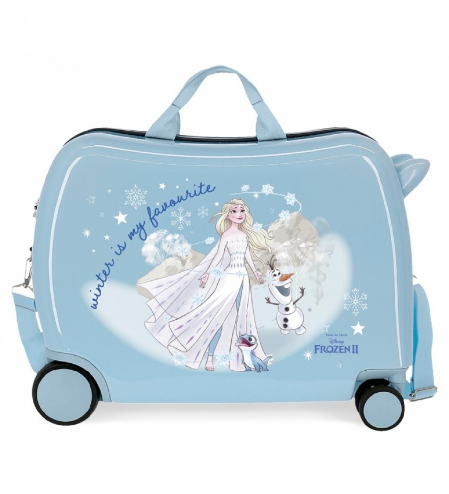 mala infantil Joumma Bags Frozen Winter é a minha favorita, com rodas multidirecionais, na cor azul celeste - 38x50x20cm -