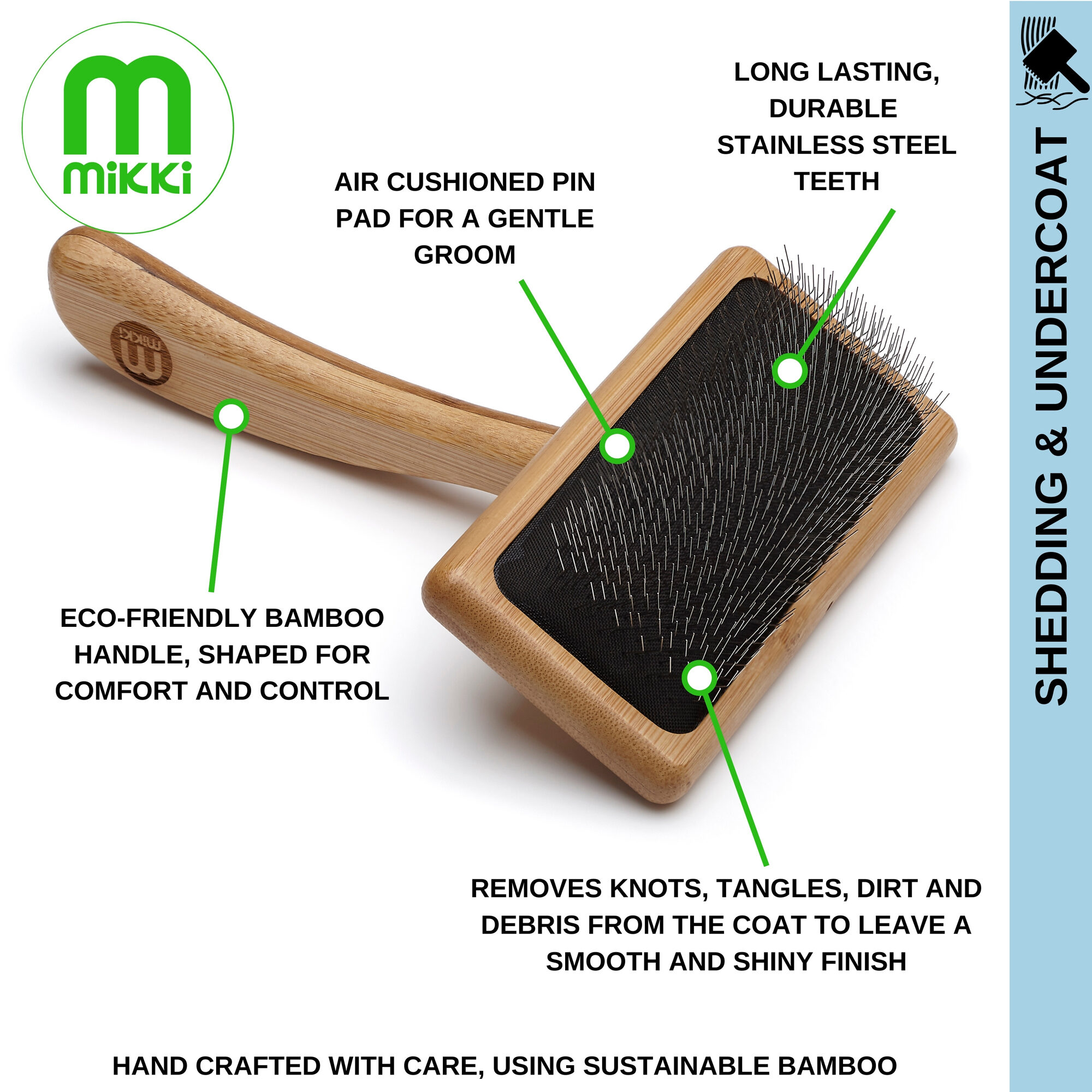 Mikki Bamboo Soft Pin Slicker