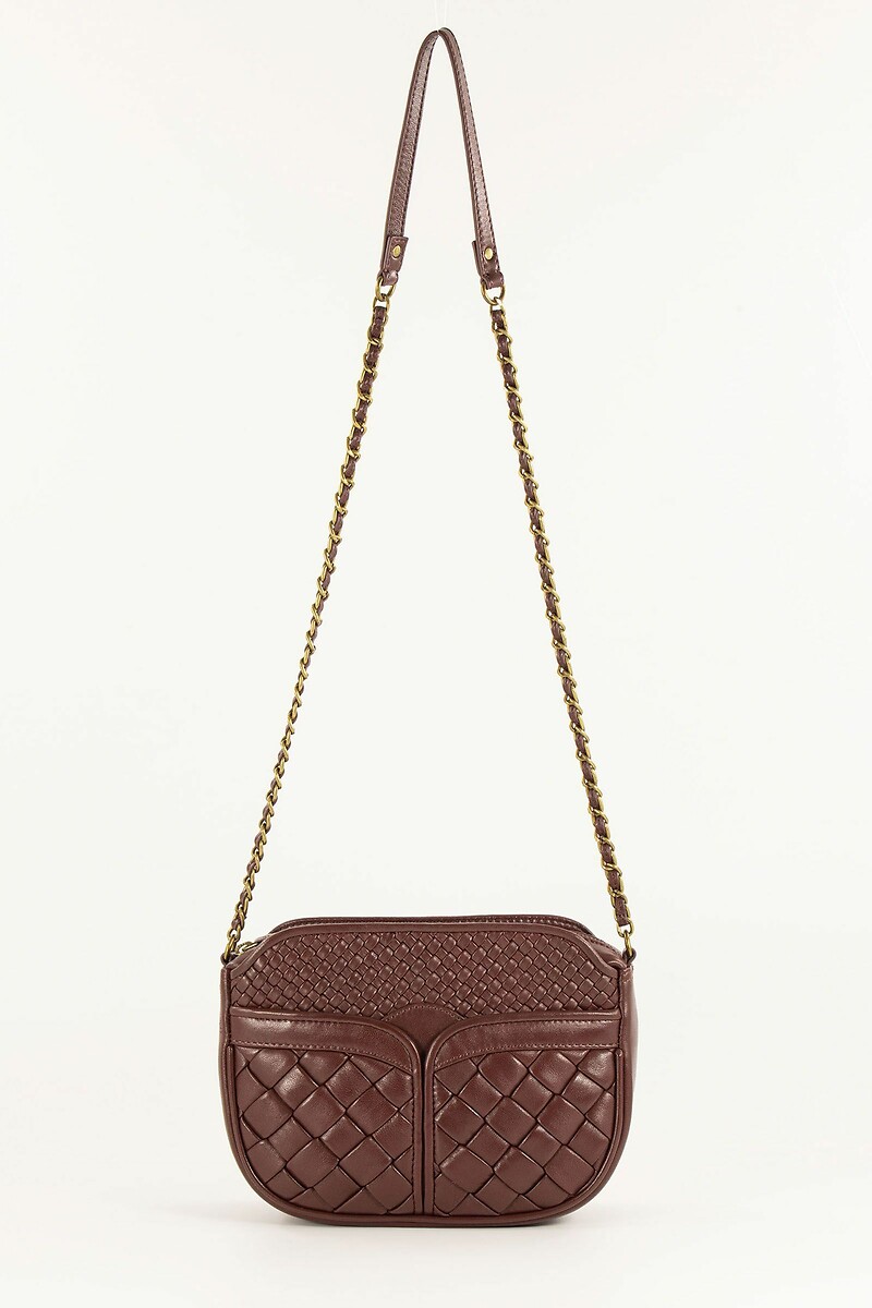 SESSUN<br>Bolsa de ombro em couro trançado com corrente, DIVINE BRIDED