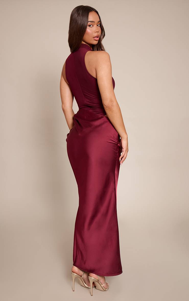 Prune Robe Maxi Jupe Satinée À Empiècement Mesh Racer