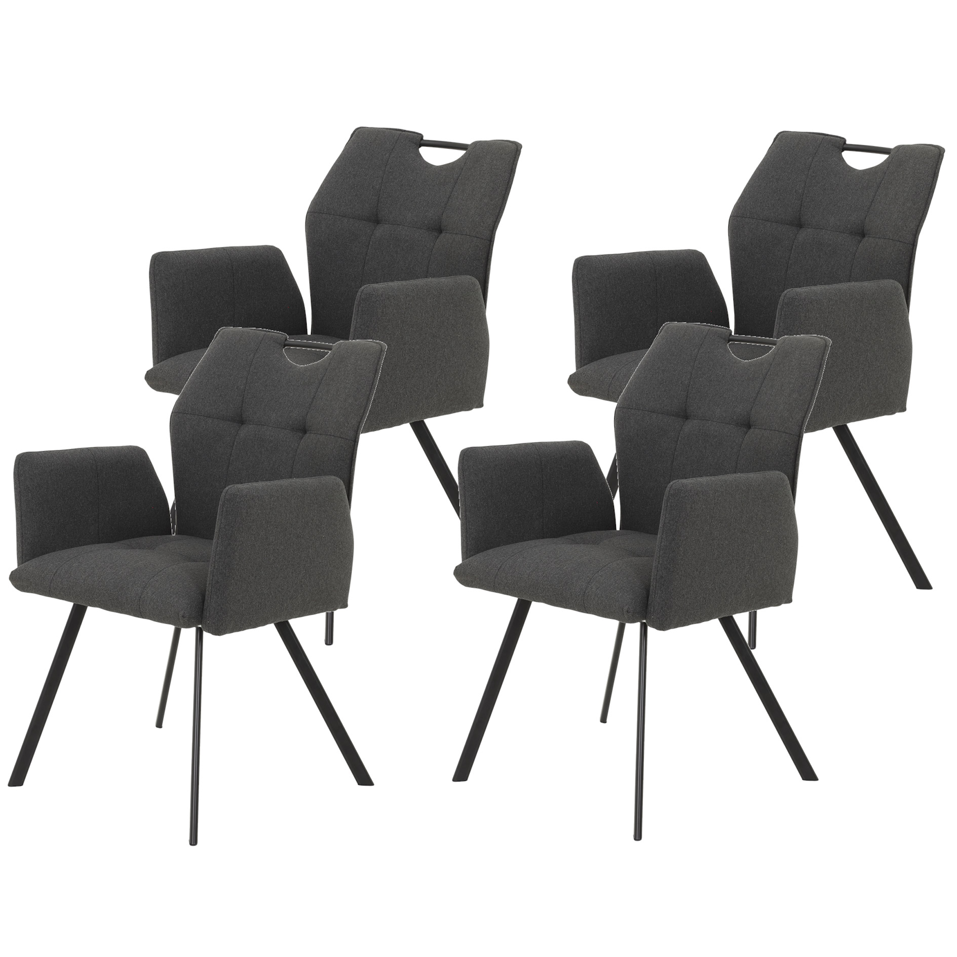 4er-Set Armlehnstühle - anthrazit - schwarz - Webstoff