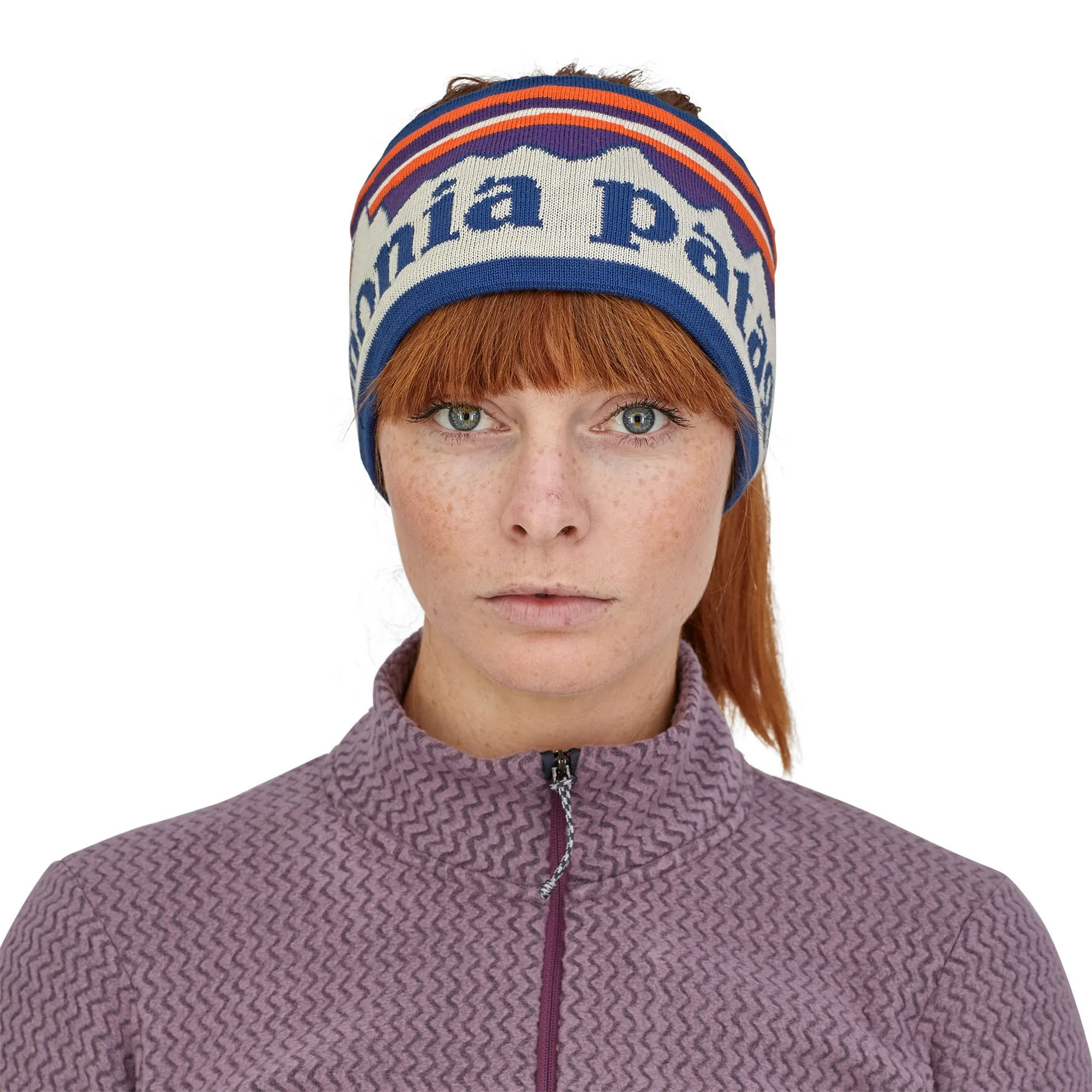 Patagonia Powder Town Headband Fitz Roy Sunrise Knit: Birch White