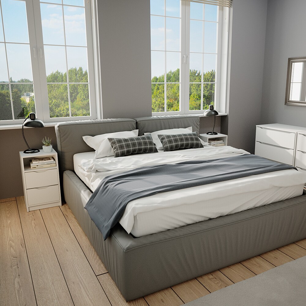 Vicco 2er Set Nachttisch Ruben weiß Nachtkommode Nachtschrank für Boxspringbett