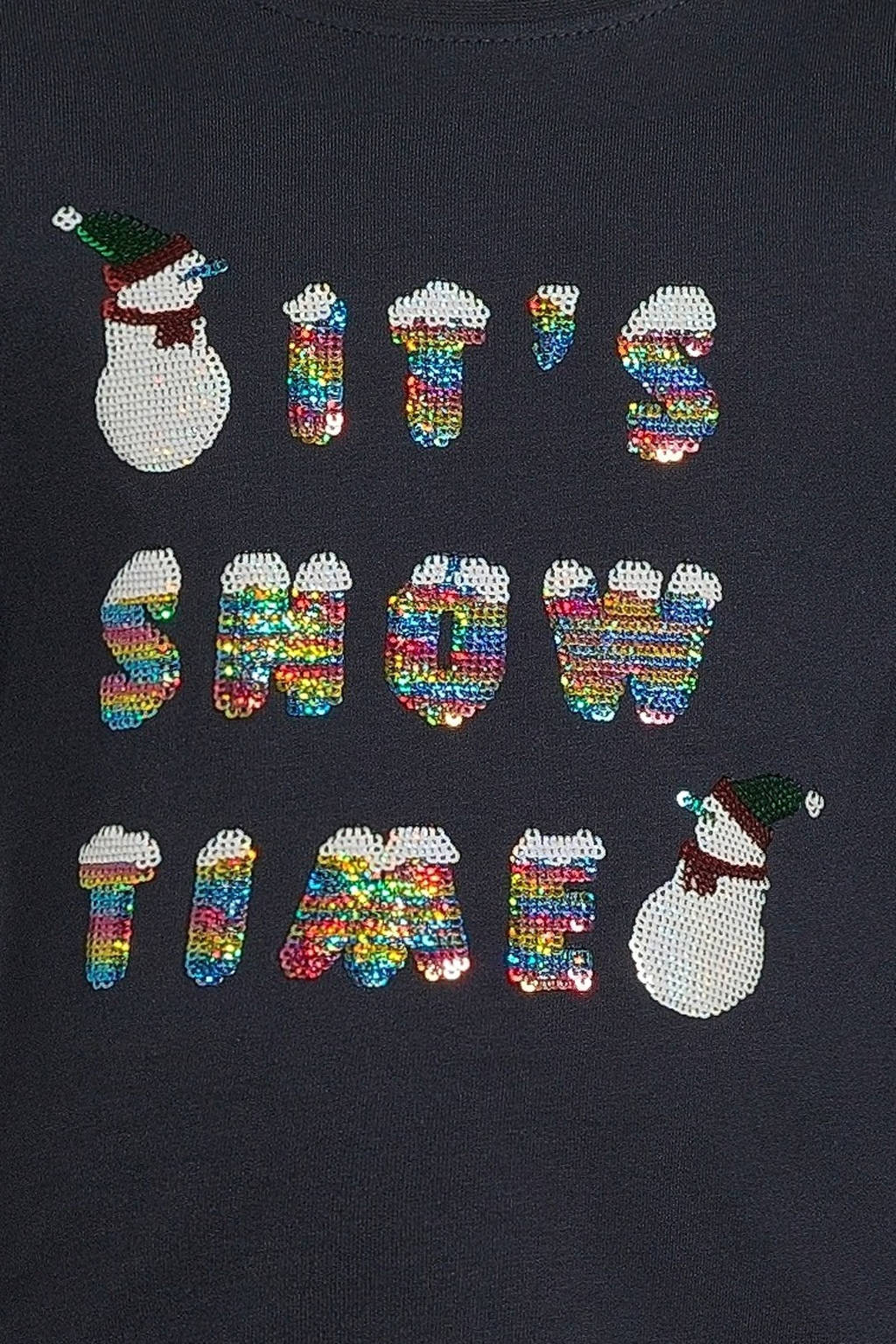 NAME IT kerstlongsleeve NKFPRIJUL met printopdruk en pailletten donkerblauw
