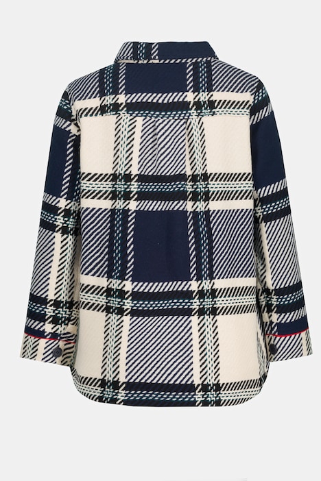 Jacke, Karomuster, Hemdkragen, Langarm