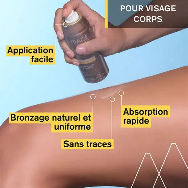 Spray autobronzeador térmico Uriage Bariésun para rosto e corpo 100ml