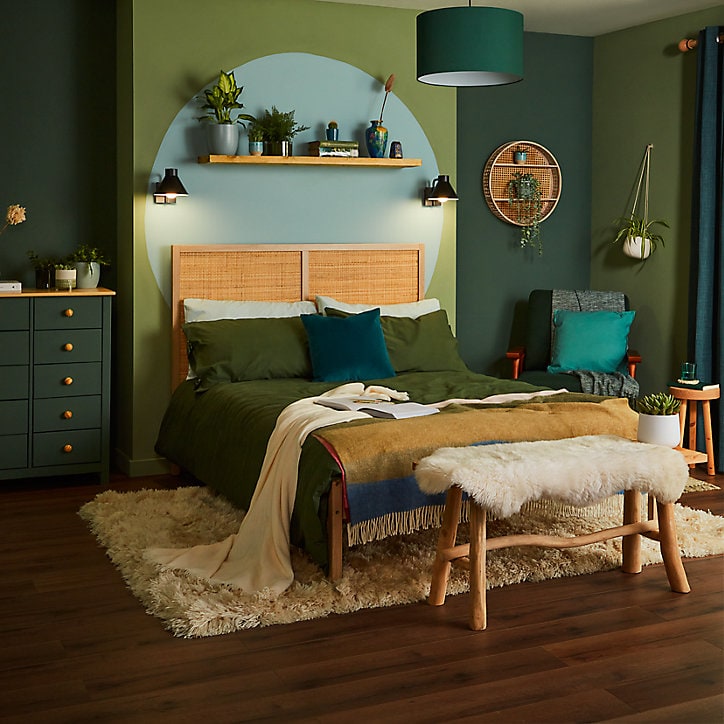 Peinture intérieure couleur murs, boiseries et radiateurs GoodHome satin ballina vert 2.5L