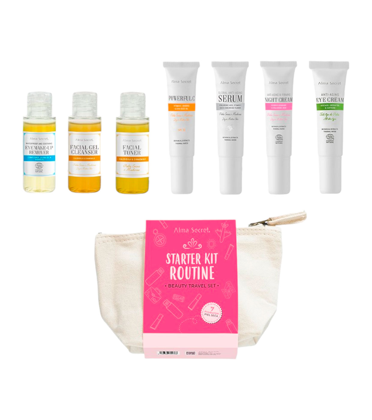 Alma Secret - Conjunto Beauty Travel Starter Kit Routine - Pele seca