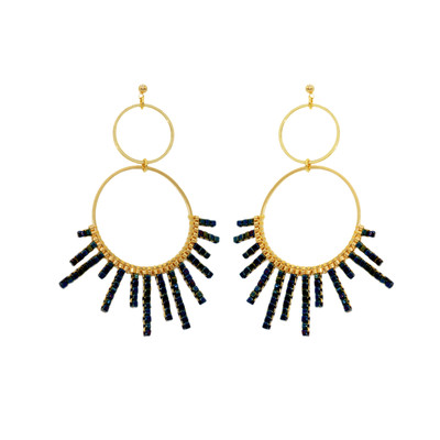 Boucles d'oreilles anneaux chandelier en perles miyuki tissées en plaqué or