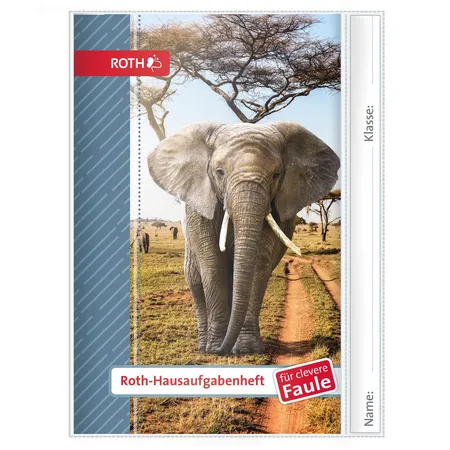 Roth Hausaufgabenheft Kids und Tiere für clevere Faule Elefant, A5