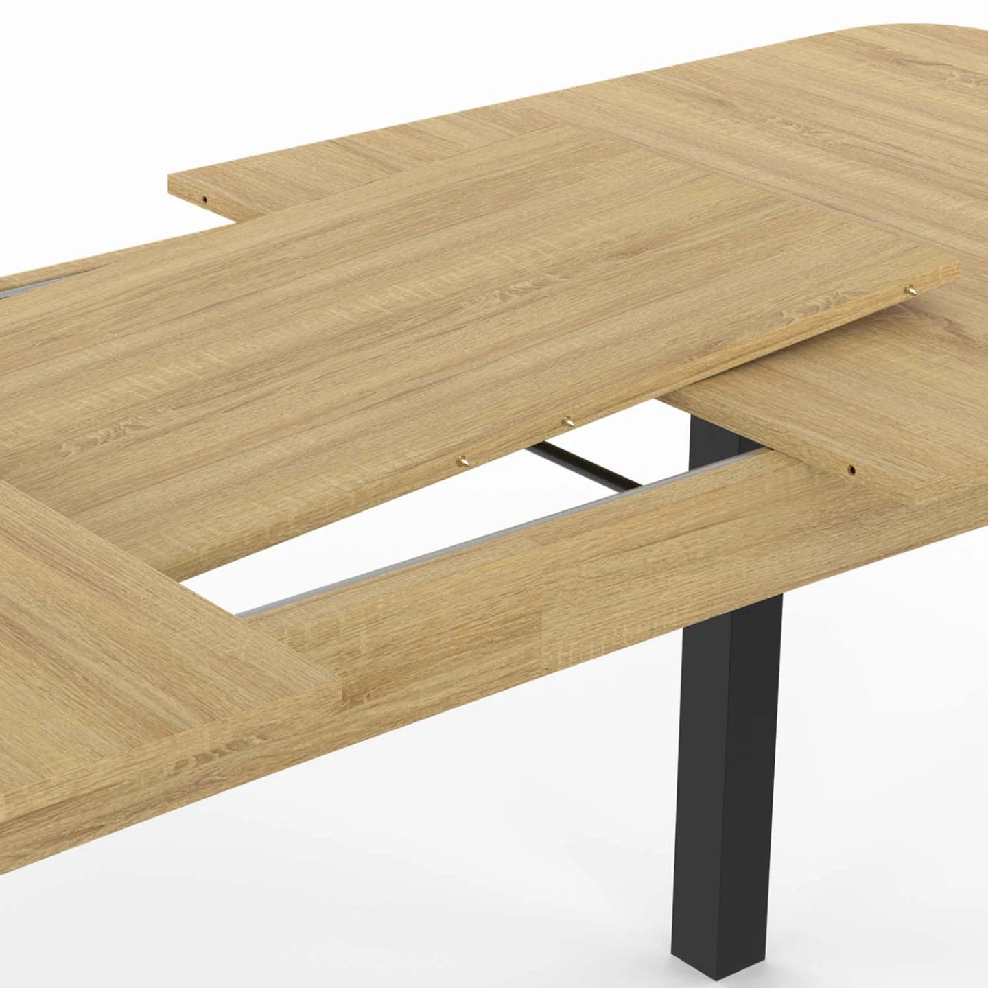 Table à manger extensible rectangle JUNE 4-8 personnes bois et noir 120-160 cm