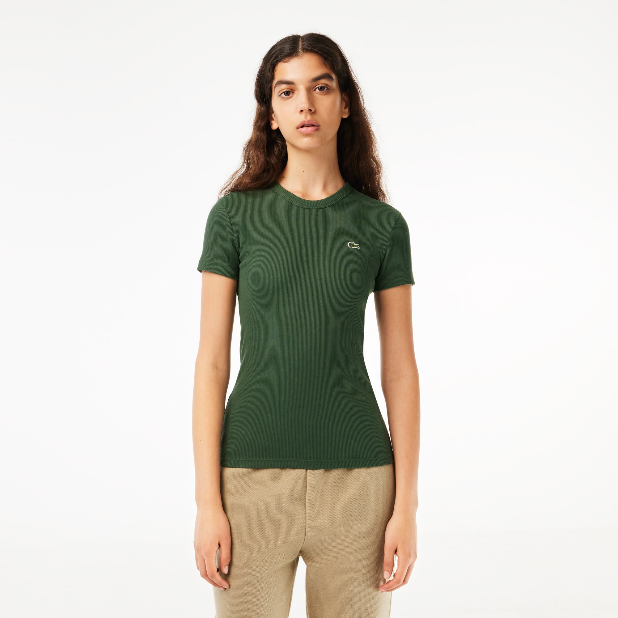 T-shirt femme Lacoste slim fit en coton biologique T-Shirts - Vert - Lacoste - Femme