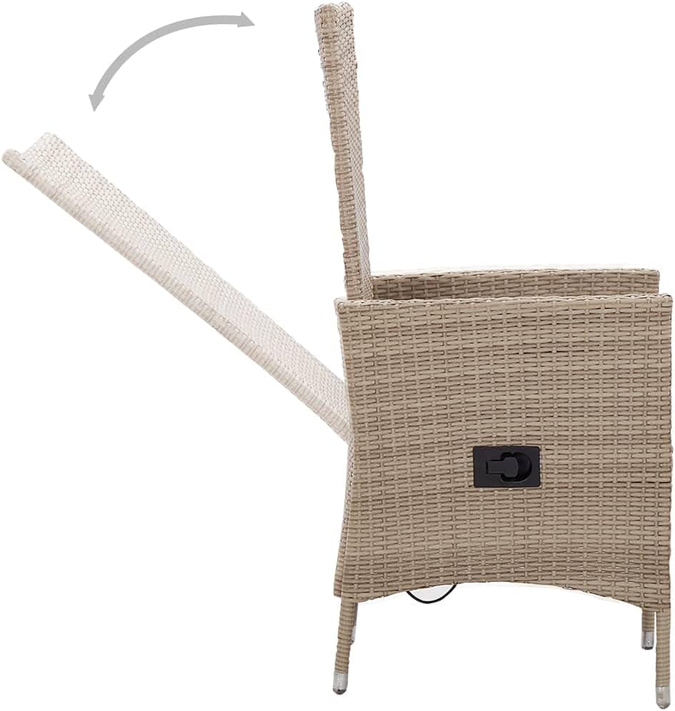 vidaXL 2X Gartenstuhl mit Auflagen Gartensessel Stuhl Sessel Hochlehner Rattansessel Gartenmöbel Rattanstuhl Stühle Poly Rattan Beige