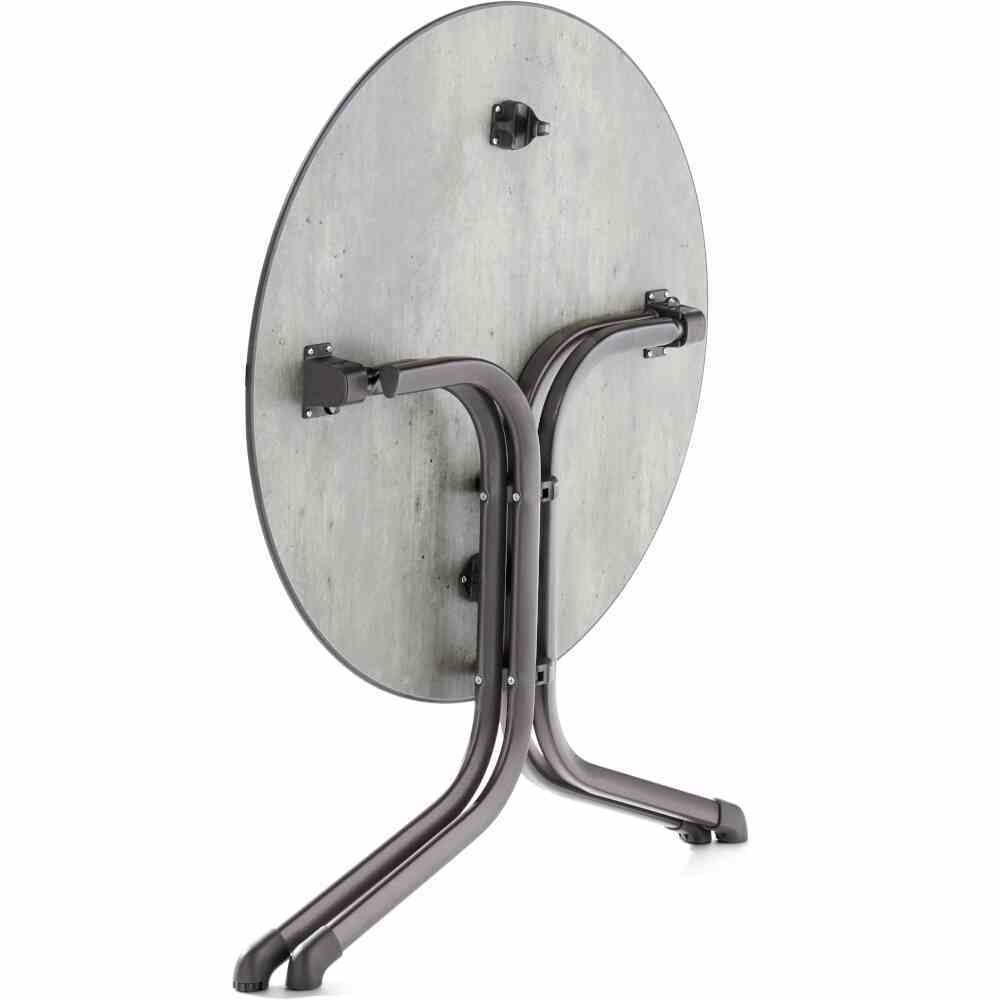 Klapptisch POLYTEC - eisengrau - Beton-Optik - Ø 85 cm