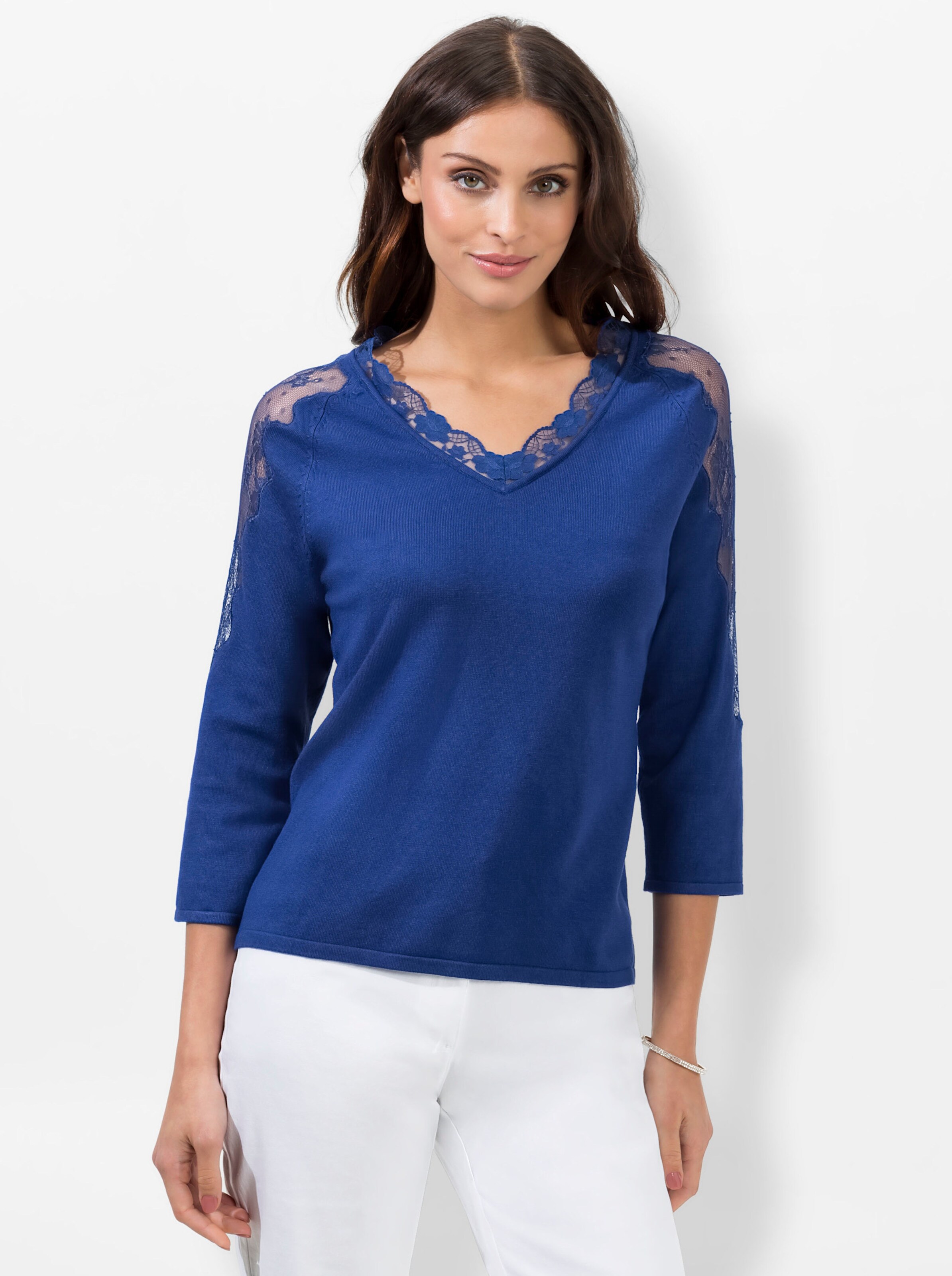 3/4 Arm-Pullover in royalblau