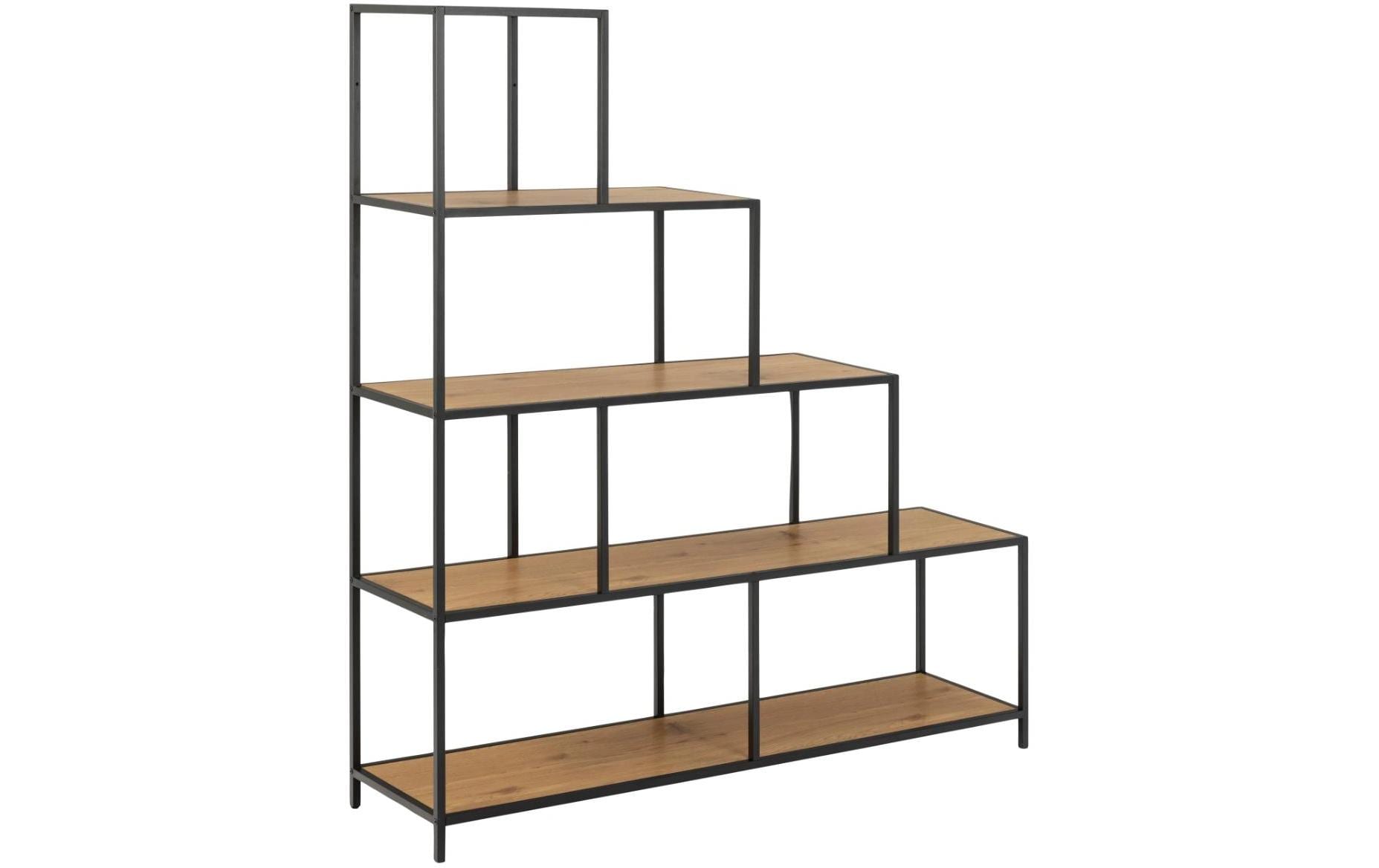 Regal Seaford 135 x 35 x 150 cm, Nature/Schwarz<br>Bücherregal