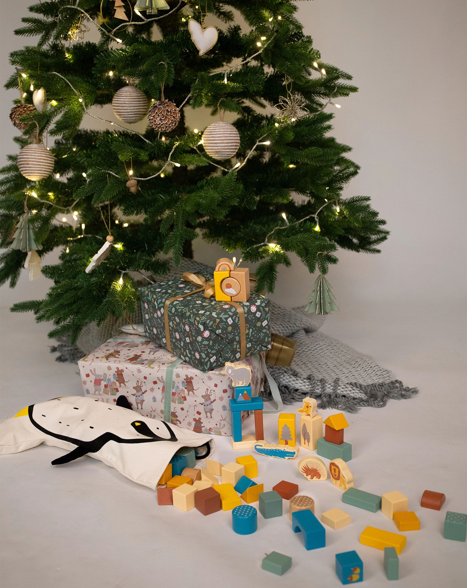 Weihnachtsstrumpf PINGUIN in natur
