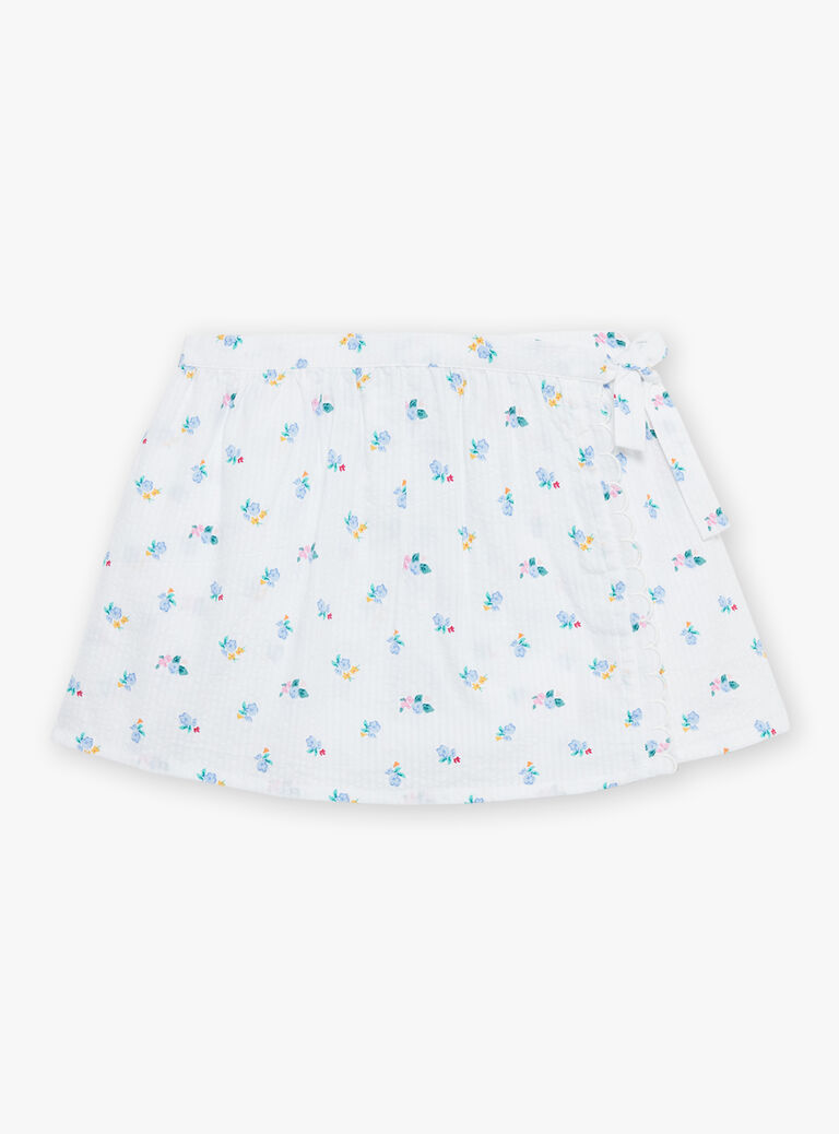 Jupe short blanche à imprimé fleuri