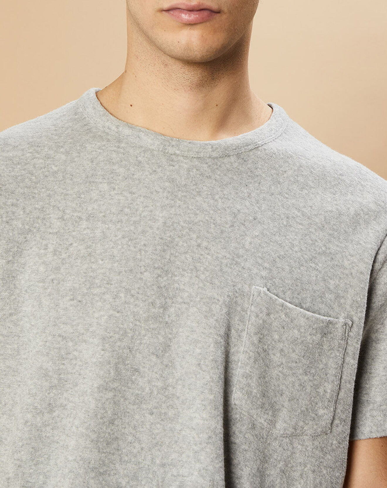 Hartford T-Shirt en éponge Pocket Crew heather gris
