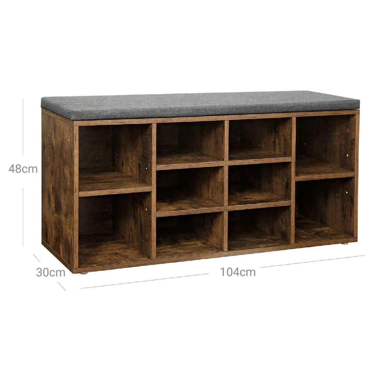 Helloshop26 Banc à chaussures étagère 104 cm - Brun rustique