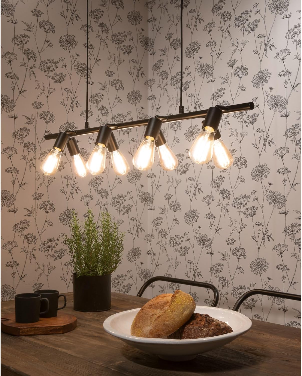it's about RoMi Hängeleuchte Miami - Schwarz - 105x15x9cm - 8L - Andere - Metall - Hängelampe & Pendellampe - Lampe Wohnzimmer & Schlafzimmer - Pendelleuchte Esstisch