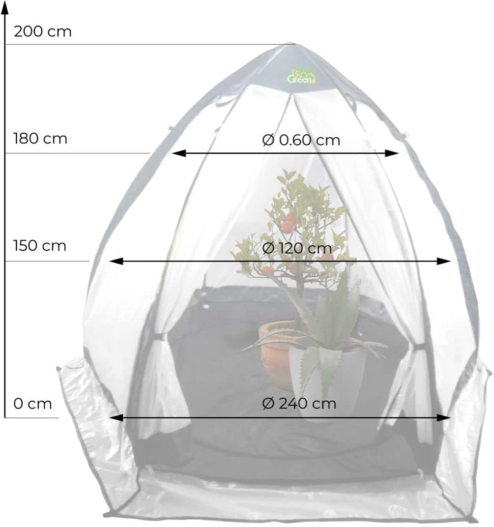 Bio Green Überwinterungszelt/Foliengewächshaus Tropical Island Breeze L | hochwertige RainExo-Folie | 2 große Belüftungsöffnungen | H 200 x Ø 240 cm