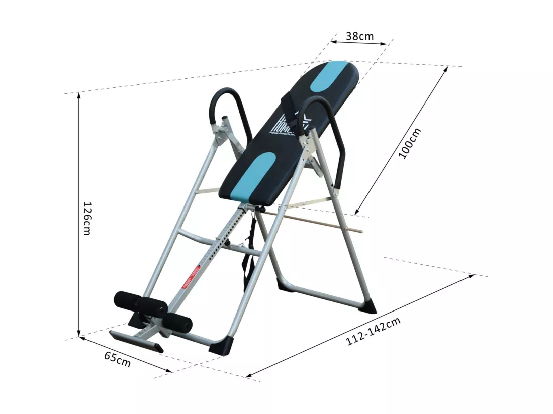 Table d'inversion de musculation pliable ceinture de sécurité réglable acier coloris argent noir